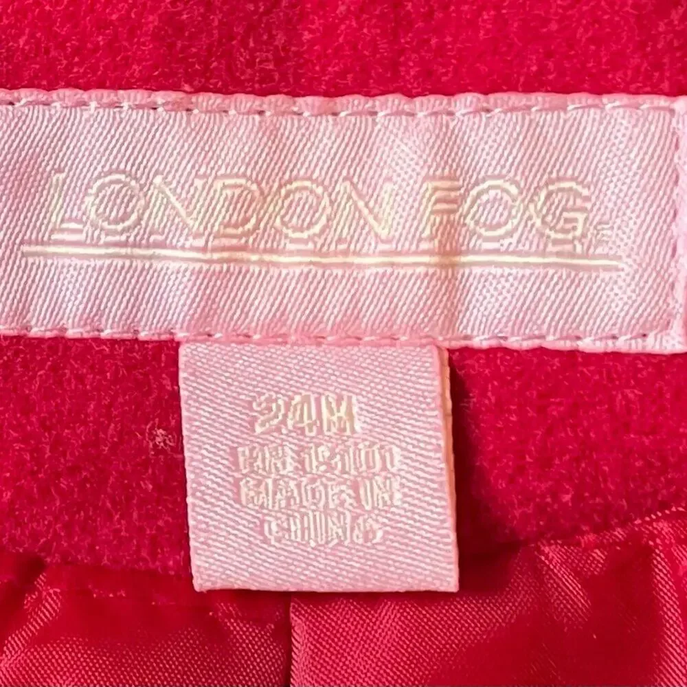 Girl's London Fog Red Coat, Bow, Shawl Collar, Classic, Special Event, 24M